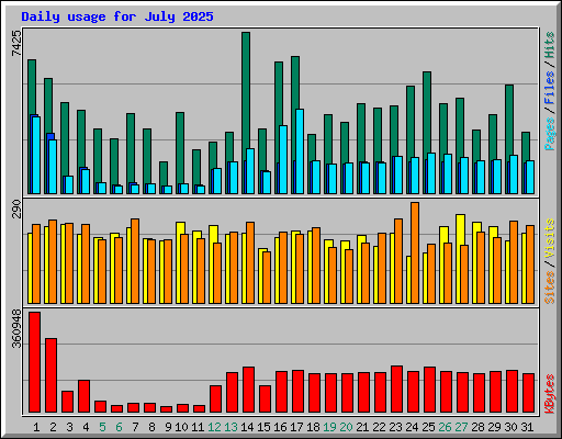 Daily usage for July 2025