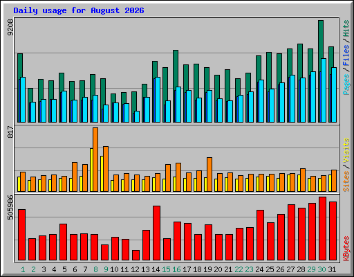 Daily usage for August 2026