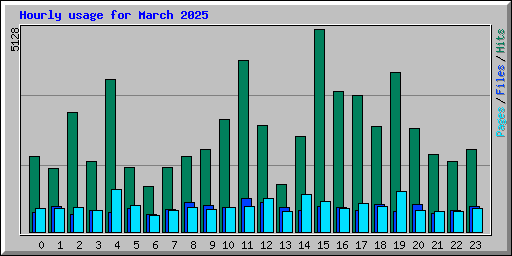Hourly usage for March 2025
